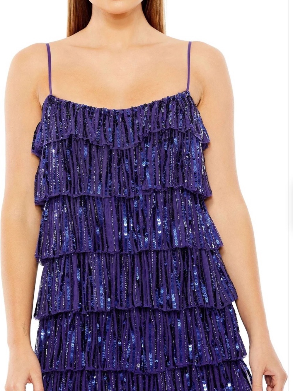 Mac Duggal 23001 Spaghetti Straps Ruffle Dress -size 6